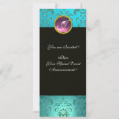 ROMEO EN JULIET Pink Aqua Blue, Blauwgroen Damask  Kaart (Achterkant)