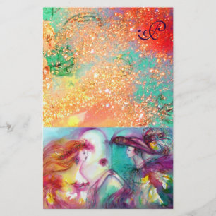 ROMEO EN JULIET, PINK GREEN GOLD SPARKLES MONOGRAM BRIEFPAPIER