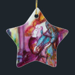 ROMEO EN JULIET Romantic Valentijns Day Keramisch Ornament<br><div class="desc">Balcony scène uit Romeo en Juilet-tragedie door William Shakespeare .Origineel hedendaags schilderij van waterverf met gouden folie en iriserende kleuren in helder paars,  roze,  groen,  geel sinaasappel,  blauwgroen,  turquase,  wit ..Schilend door Bulgan Lumini (c)</div>