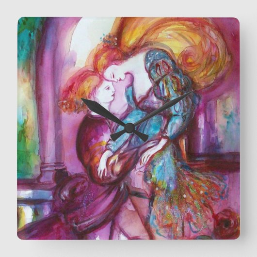 ROMEO EN JULIET Romantic Valentijns Day Vierkante Klok (Voorkant)