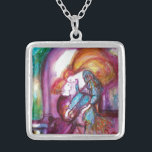ROMEO EN JULIET Romantic Valentijns Day Zilver Vergulden Ketting<br><div class="desc">Balcony scène uit Romeo en Juilet-tragedie door William Shakespeare .Origineel hedendaags schilderij van waterverf met gouden folie en iriserende kleuren in helder paars,  roze,  groen,  geel sinaasappel,  blauwgroen,  turquase,  wit ..Schilend door Bulgan Lumini (c)</div>