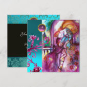 ROMEO EN JULIET /Teal Roze Damast Bloem Slierten Kaart (Voorkant / Achterkant)