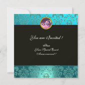 ROMEO EN JULIET /Teal Roze Damast Bloem Slierten Kaart (Achterkant)