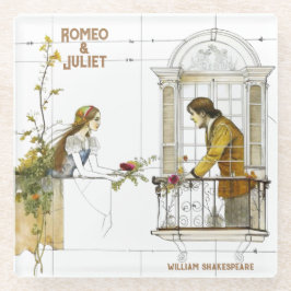 Romeo en Juliet waterverf ontwerp Glazen Onderzetter