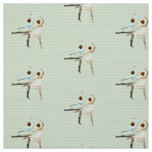 Romeo & Juliet Ballet Figures Dance on Bleek Green Stof