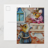 Romeo & Juliet Field Mice Waterverf Art Briefkaart (Voorkant / Achterkant)