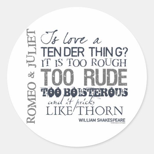Romeo & Juliet Love Quote Ronde Sticker (Voorkant)