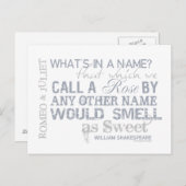 Romeo & Juliet Name Quote Briefkaart (Voorkant / Achterkant)