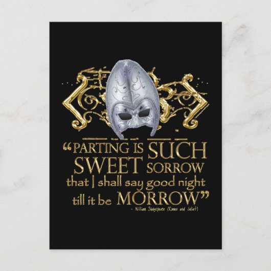 Romeo & Juliet Quote (Gold Version) Briefkaart (Voorkant)