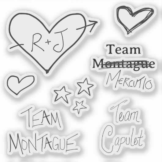 Romeo + Juliet sticker vel (Voorkant)