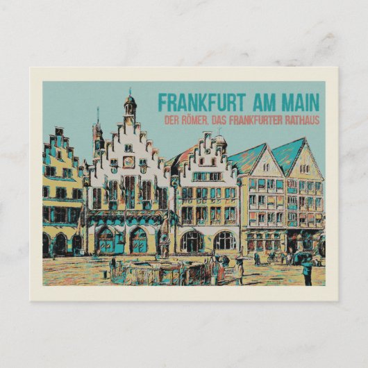 Römer Frankfurt, iconische illustratie van het sta Briefkaart (Voorkant)