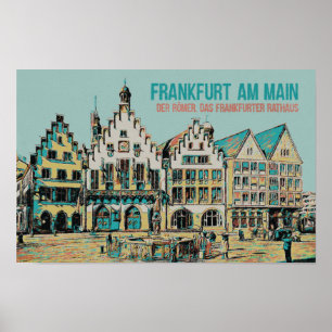 Römer Frankfurt, iconische illustratie van het sta Poster
