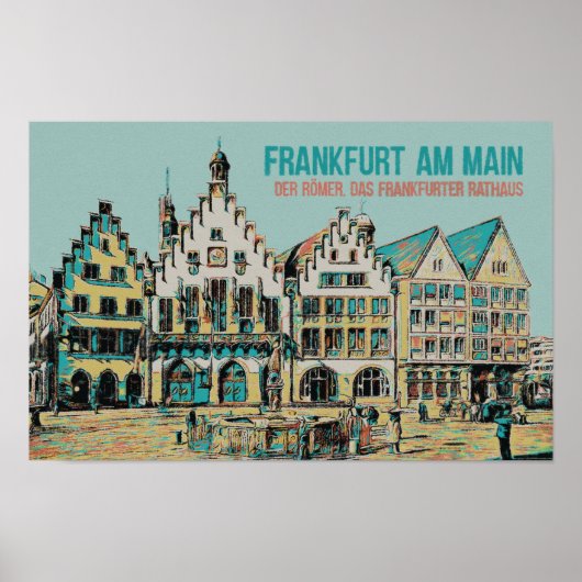 Römer Frankfurt, iconische illustratie van het sta Poster (Voorkant)