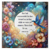 Romerbrief Bijbeltekst Art Nouveau Bloemstuk Pasen Tegeltje (Voorkant)