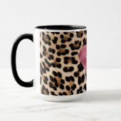 Romig bruin zwart luipaard hart mooi mok (Links)