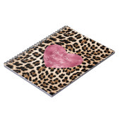 Romig bruin zwart luipaard hart mooi notitieboek (Linkerzijde)