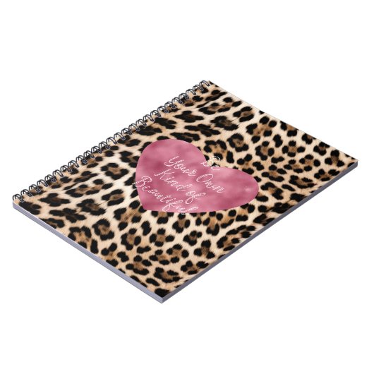 Romig bruin zwart luipaard hart mooi notitieboek (Linkerzijde)