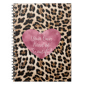 Romig bruin zwart luipaard hart mooi notitieboek (Voorkant)
