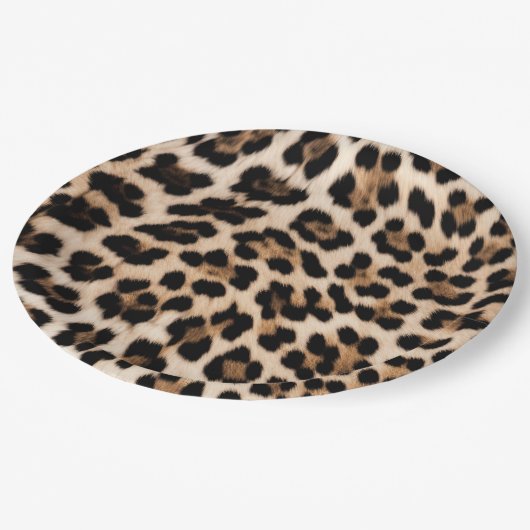 Romig bruin zwart luipaard hart papieren bordje (Gekanteld)