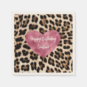 Romig bruin zwart luipaard hart servet