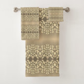 Romig grijs bruin patroon bad handdoek (Insitu)