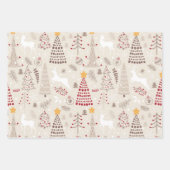 Romig wit, kerstboom en hert inpakpapier vel (Voorkant)