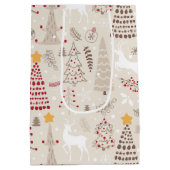 Romig wit, kerstboom en hert medium cadeauzakje (Achterkant)