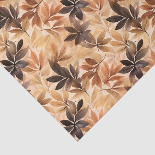 Romige beige, bruine herfstbladeren Waterverf Tissuepapier (Detail)