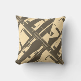 Romige Beige Donkerbruine Diagonale Abstracte Ontw Kussen