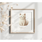 Romige Beige Kat Boho geborduurd Cat Poster
