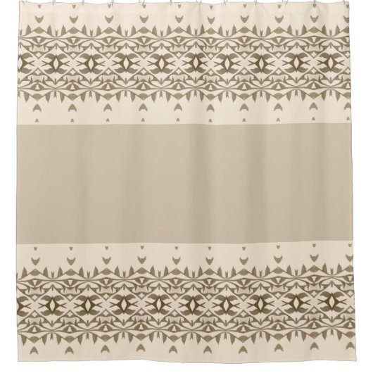 Romige beige met koperbruin douchegordijn (Voorkant)