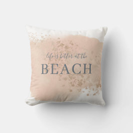 Romige Blush Roze Blauw en Goud Strand Buitenkussen