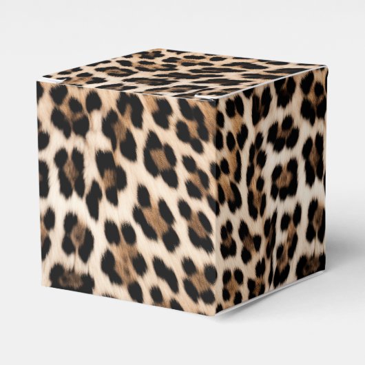 Romige bruin zwart luipaard print dierlijke bruilo bedankdoosjes (Voorkant Zijde)