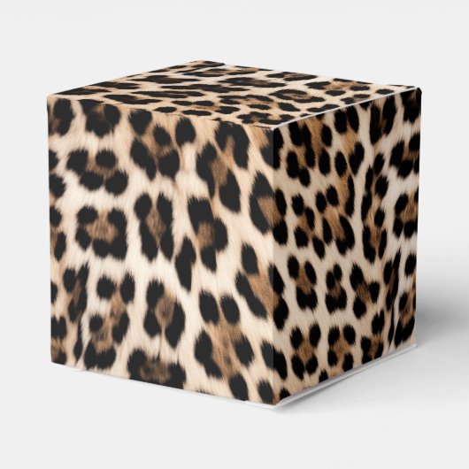 Romige bruin zwart luipaard print dierlijke bruilo bedankdoosjes (Achterkant)
