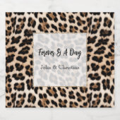 Romige bruin zwart luipaard print dierlijke bruilo sparkling wijnetiket (Enkel label)