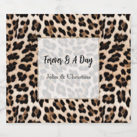 Romige bruin zwart luipaard print dierlijke bruilo sparkling wijnetiket (Enkel label)