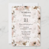 Romige Bruine Blush Roze Bloemen Verjaardag Kaart (Voorkant)