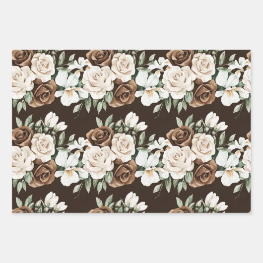 Romige Bruine Chocolade Bloemen Verjaardag Inpakpapier Vel (Voorkant 3)