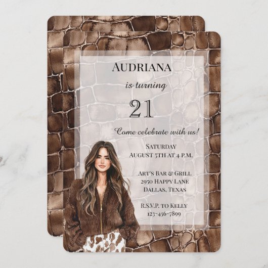 Romige Bruine Chocolade Bruin Haar Meisje Verjaard Kaart (Voorkant / Achterkant)