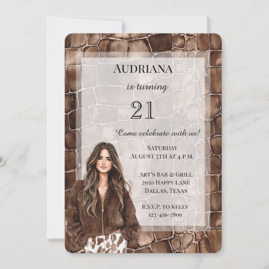 Romige Bruine Chocolade Bruin Haar Meisje Verjaard Kaart (Voorkant)