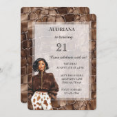 Romige Bruine Chocolade Bruine Zwarte Vrouw Verjaa Kaart (Voorkant / Achterkant)