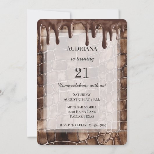 Romige bruine chocolade druipt verjaardag kaart (Voorkant)