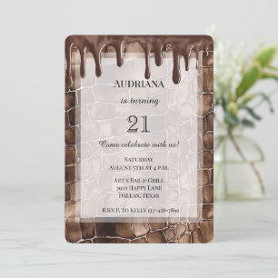Romige bruine chocolade druipt verjaardag kaart
