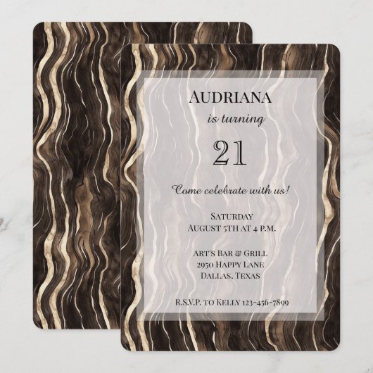 Romige Bruine Chocolade Gouden Wervels Verjaardag Kaart (Voorkant / Achterkant)