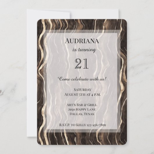 Romige Bruine Chocolade Gouden Wervels Verjaardag Kaart (Voorkant)