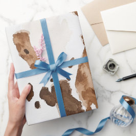Romige Bruine Chocolade Koe Print Dierlijke Verjaa Cadeaupapier