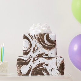 Romige Bruine Chocolade Wervelt Verjaardag Cadeaupapier