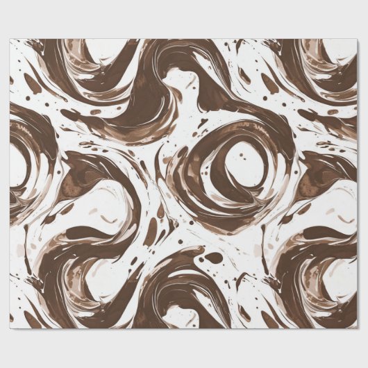 Romige Bruine Chocolade Wervelt Verjaardag Cadeaupapier (Vlak)