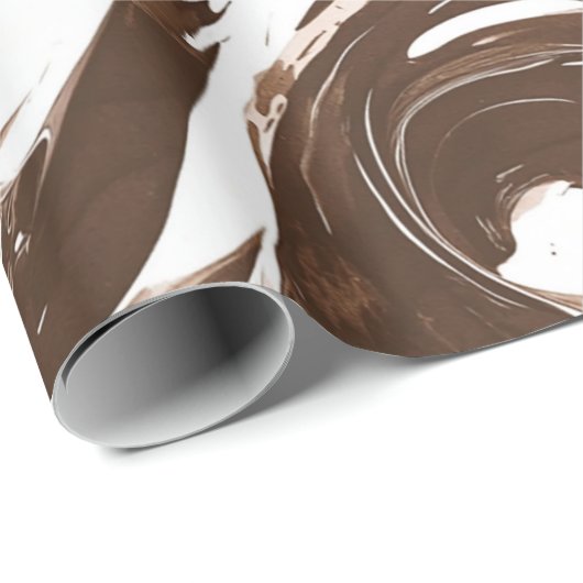 Romige Bruine Chocolade Wervelt Verjaardag Cadeaupapier (Rol Hoek)