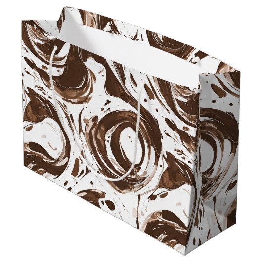 Romige Bruine Chocolade Wervelt Verjaardag Groot Cadeauzakje (Achterkant Gekanteld)